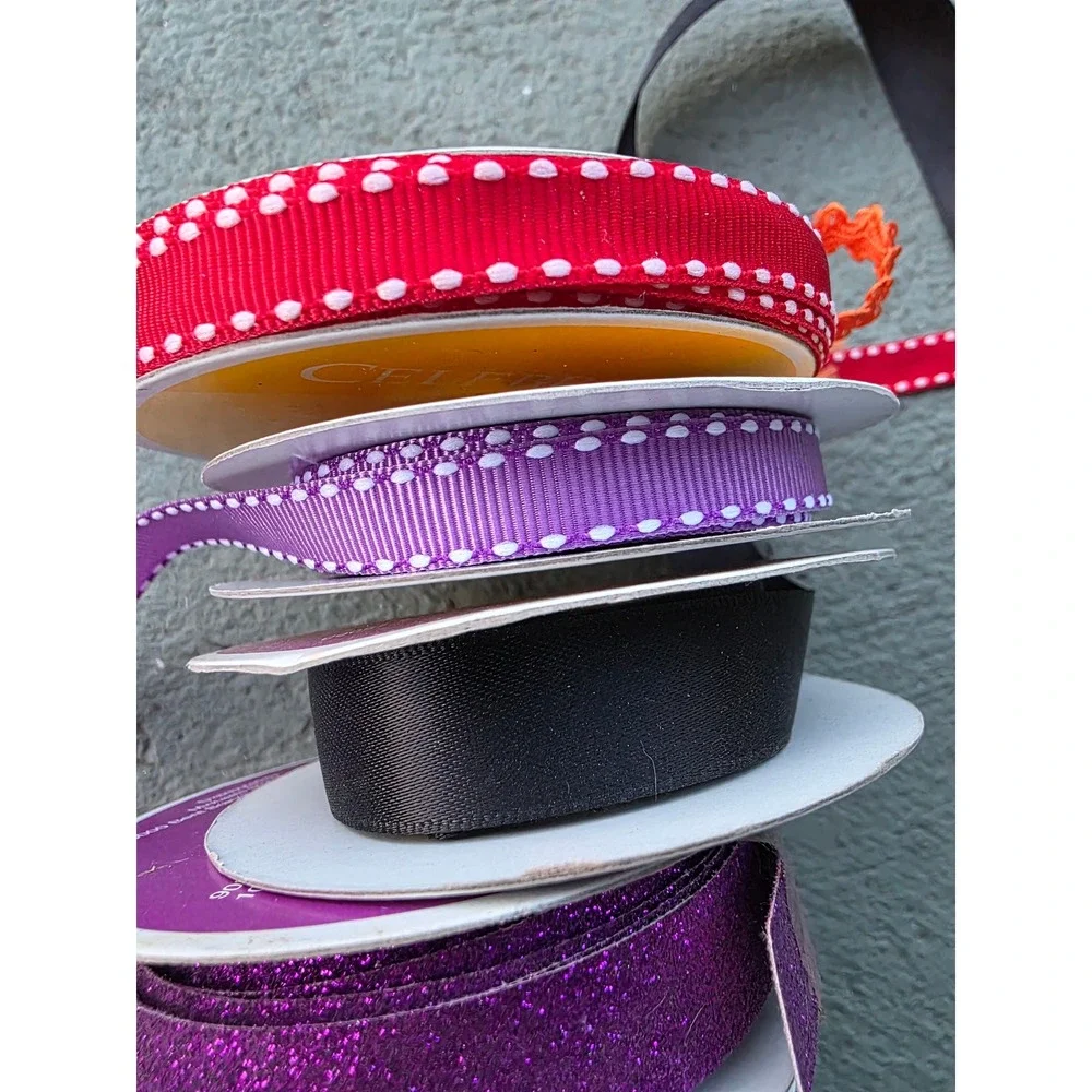 Celebrate It Craft Ribbon Lot 10‎ Spools Grosgrain Satin Glitter Floral Skulls